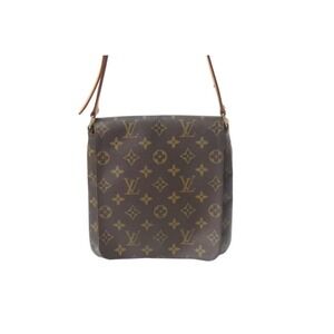 Louis Vuitton Musette Leather Salsa Brown Bag Monogram Shoulder Natural Leather